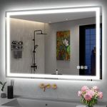 S'bagno Bathroom Mirror with LED Lights 600x800mm Backlit Illuminated Bathroom Bluetooth Mirror Wall Mounted Mirror Demister Heat Pad/Dimming Function/Touch switch- can be hung in 2 directions