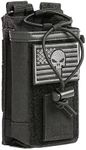 LUITON Radio Holder Pouch Molle Holster Tactical Case Duty Belt Accessories Military Heavy Bag for Walkie Talkies Adjustable Storage with Patch（Punisher Skull Flag） (case-skull)