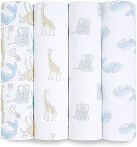 aden + anais Swaddle Blanket, Boutique Muslin Blankets for Girls & Boys, Baby Receiving Swaddles, Ideal Newborn & Infant Swaddling Set, Perfect Shower Gifts, 4 Pack, Natural History