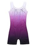 Arshiner Leotards for Girls Gymnastics with Shorts Color Gradient Shiny Diamond Kids Biketard