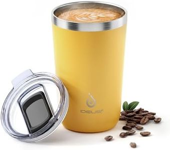 Ideus 20 oz Tumbler, Travel Coffee Mug with Splash Proof Sliding Lid, Double Wall Stainless Steel Vacuum Insulated Coffee Mug for Home and Office, Keep Beverages Hot or Cold (Light Yellow)