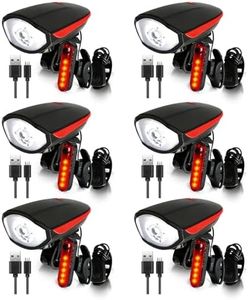 UCEHIPAW 6 Sets Bright LED Bike Light Set Waterproof Bicycle Light Rechargeable USB Bicycle Front Headlight Back Taillight Mountain Cycling Accessories for Men Women Night Road Riding