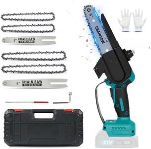 Mini Kettensäge 6&8 Zoll, Bürstenlose Akku Kettensäge mit Kette kompatibel mit Makita 18V Akku, Handkettensäge Akku mit Sicherheitsschloss für Gartenscheren Astschere Holzschneidenz (ohne Akku)