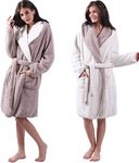 HOMELEVEL Sherpa reversible bathrobe lambskin look for ladies and gentlemen with hood dressing gown housecoat