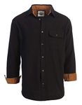 Gioberti Men's 100% Cotton Brushed Flannel Plaid Checkered Shirt with Corduroy Contrast, Black C, X-Large