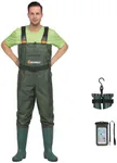 GIEESHIELD Waterproof Bootfoot Chest Waders for Men and Women, Lightweight 2-Ply Nylon/PVC Fishing & Hunting Waders with Boot Hanger - Green (Green, 13)