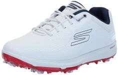 Skechers Men's Pro 6 Waterproof Golf Shoe Sneaker, White/Navy/Red, 12