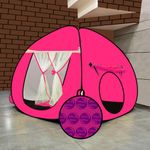 SILVER SHINE Foldable Kids Play Tent House | Pop-Up Indoor & Outdoor Playhouse for Boys & Girls | Multi-Purpose Tent with Fun Patterns – Easy Setup & Portable (Pink)