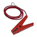 Replacement Live and Earth Connection Leads For Electric Fence Energiser | Red & Green | Fence and Ground Spares | 100cm Insulated Cable with Crocodile Clip | M8 Eyelet | Stainless Steel Teeth (Red)