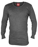 HEAT HOLDERS - Mens Winter Warm Cotton Thermal Underwear Long Sleeve Top Vest (Medium (38-40" Chest), Charcoal)