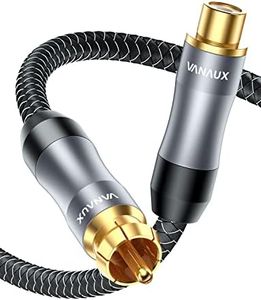 VANAUX Subwoofer Extension Cable, 16.5ft Male to Female Subwoofer Cable, RCA Digital Coaxial Audio Cable Gold-Plated with Braided Jacket for Home Theater, TV, Amplifier, Speaker(16.5ft/5m)