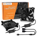 NewHail 2Pack 140mm Mini USB Fan Computer Fan Multi-Speed Control, Reduction Heat for Router, Game Console, TV Box, Recipient, Modem, DVR, PlayStation, AV-Cabin