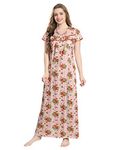 AV2 Women's Cotton Printed Maxi Nightgown (1190BM_Orange_M)