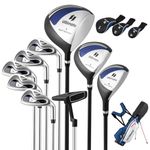 Tangkula 10 Pieces Men's Complete Golf Club Set Right Handed, Includes 460cc Alloy #1 Driver & #3 Fairway Wood & #4 Hybrid & #6/#7/#8/#9/#P Irons, Putter & 3 Head Covers