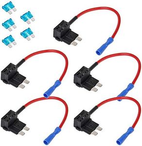 E Support 12V 24V Standard Add A Circuit Fuse Tap Piggy Back Blade Holder Plug Socket Car Pack of 5