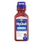 Vicks NyQuil Cold and Flu Alcohol Free Medicine, Berry Flavour, Relieves Nighttime Cough, Sore Throat Pain, Fever, Runny Nose, Cold & Flu Symptoms, 354 mL