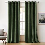 Woaboy Super Soft Velvet Curtains 90 Drop for Living Room Luxury Eyelet Drapes Blackout for Bedroom Window Treatment Thermal Insulated Soundproof & Room Darkening W 46 x L 90 Olive Green 2 Panels