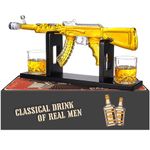 Whiskey Decanter AK47 Set with 2 Whiskey Glasses, Gifts for Fathers Day Men Dad, Unique Anniversary Birthday Gift for Him Husband, Cool Patriotic Military Presents Liquor Dispenser for Home Bar