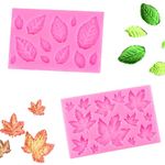 Silicone Fondant Moulds Leaves Modeling Leaf Mould Silicone Mold Various Themes That Can Be Used for Fondant Cake Decoration or Lollipop Chocolate Decoration,2Pcs