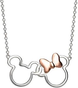 Disney Minnie And Mickey NF00287TL-18 Silver and Rose Gold Plated Brass Necklace, Brass, Brass