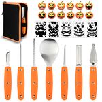 Hoshin Halloween Pumpkin Carving Kit, Professional Heavy Duty Stainless Steel Tools with Carrying Case (7 Piece Set)