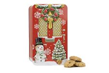 The Silver Crane co. Christmas Red Door Gift Set - Christmas Biscuits Tin, Novelty Biscuit Tins with Chocolate Chip Biscuits - Luxury Biscuits Gifts for Women and Men