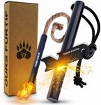 Survival Flint and Steel - Fire Starter Ferrocerium XXL 12mm - Light More Than 20,000 Fires Ferro Rod - Tinder included + Paracord + Pouch - Firestarter Survival Kit for Camping, Bushcraft