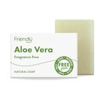 Friendly Soap - Fragrance-Free Aloe Vera Soap (95g), Plant-Based, Cruelty-Free, Made By Hand, No Preservatives or Sulphates, Sustainable