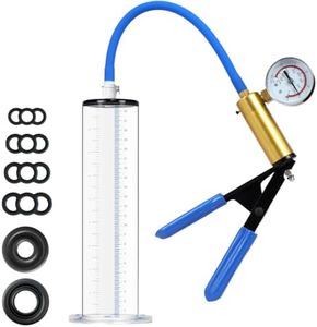 Penis Pump with Brass Pistol & Pressure Gauge,9 x 2.25 Inch Cylinder,Penis Enlarger Male Sex Toys Sex Toys for Men Cock Pump Adult Toys for Men