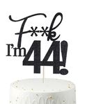 44 Cake Toppers, 44 Birthday Cake Toppers-Black Glitter, Funny 44th Cake Topper for Men,44 Cake Topper For Women, 44th birthday decorations,44th Birthday Cake Topper Forty four