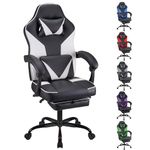 Play haha.Gaming chair Office chair Swivel chair Computer chair Work chair Desk chair Ergonomic Chair Racing chair Leather chair Video game chairs (White,With footrest)