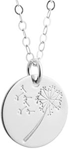 Sterling Silver Dandelion Wish Necklace Round Pendant Flower Jewelry 18 Inch Length