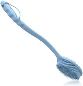 Avilana Premium Back Scrubber Long Handle 19 Inch - Trusted Since 2017 - SGS Certified Silicone Bath Brush, Dual Sided Exfoliating Body Brush Extended Reach Back Washer Women Men Seniors Gift