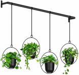 Mutool Hanging Planter Pots for Indoor Herb Garden, 4 Pack Garden Hanging Basket Kit with Melamine Planters, Hanging Rope & Modern Wall and Ceiling Hanging Plant Holder, Black