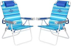 SunnyFeel Folding Beach Chair 5-Postion Adjustable Reclining High Back Head Rest Aluminum Portable Lounge Chairs for Adults Outdoor