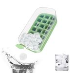 SFThings Ice Cube Tray with Lid and Bin, 21 Pcs Ice Cubes Mold for Freezer Easy Release, Qiuck Filling, No Touching, Food-Grade Silicone for Whiskey Other Drink(m-Green)