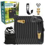 Supply Cube 100FT Expandable Garden Hose - Flexible Garden Hose with 8 Spray Modes - Anti-Leak Retractable Hose Pipe with 3/4 in. Brass Connector - Multi-Purpose Expanding Hose Pipe - Black