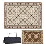 Reversible Mat Brown Beige Patio Mat (9 x 12)