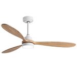 GESUM Ceiling Fan with Light, 52" Wood Ceiling Fan with Light Remote Control,6 Speeds,Low Profile Ceiling Fan Light for Indoor/Outdoor