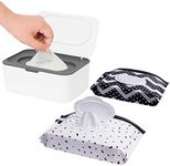 Wipes Dispenser with 2 Portable Wipe Cases, Wipe Holder for Baby & Adult, Seposeve Refillable Wipe Container, Keeps Wipes Fresh, One-Handed Operation. Easy Open/Close Wipes Pouch Case, (Grey)