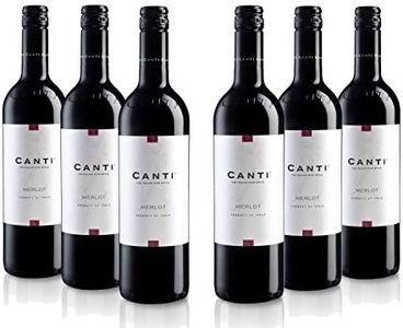 Canti - Merlot Italiano, Vino Tinto Seco 11,5%, Sabor Equilibrado, Gusto Afrutado, Redondo, 6x750 ml