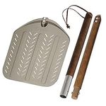 Q Pizza Perforated Aluminium Pizza Peel with Detachable Long Wood Handle, 12x14 in Pizza Paddle Outdoor Pizza Oven Accessory for Baking Bread Pastry Dough Pie & Cake, Suits for ooni Grill Pizza Oven