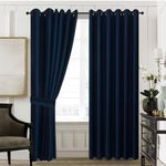 ZIMEL HOMES Thermal insulated curtains-Soft Thick Decorative panel Blackout Curtains -6 colors and Eyelet Ring Top Pair (Navy, 66" Width x 90" Drop)