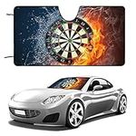 Dart Board Target Water Fire Car Windshield Sunshade UV Visor Cover Front Window Car Interior Accessories for Small Sedans 55"x30"