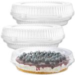 Supellectilem 10" Plastic Disposable Pie Containers with Hinged Locking Lids | 10 Round Pie Keepers/Flan Cake Containers for Transport