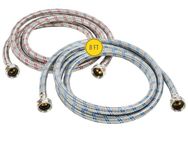 Washing Machine Hoses (8FT) - OCT Connect for Easy & Secure Tightening - Universal Fit to All Wash Machines - (2 Pack) Braided Stainless Steel - Burst Proof Washer Water Supply Line