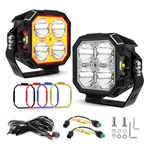 CO LIGHT 3 Inch LED Work Light, 3 Sides Shooter 270° Auxiliary Ditch Light with Amber/White DRL, Off Road Driving Light 12000LM Spot Flood Combo for Off-Road Trucks, Pickups,Cars,Tractors (2Pcs)