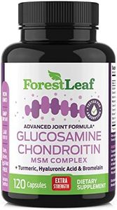 Forest Leaf - Glucosamine & Chondroitin with MSM Complex, Turmeric, Hyaluronic Acid and Bromelain - 120 Capsules - Advanced Triple Strength Joint Support, Muscle & Cartilage Dietary Supplement