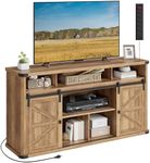 VASAGLE TV Stand for TVs up to 65 Inches, Farmhouse Entertainment Center with Sliding Barn Doors, TV Console Table for Living Room, Honey Brown ULTV322K41