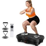 Vibration Plate Exercise Machine for Weight Loss | Full Body Fitness Platform with Bluetooth Music, Remote Control & Resistance Bands | Lymphatic Drainage Vibrating Workout Shaker for Men & Women
